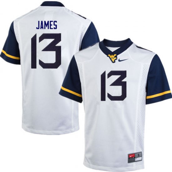 Men's West Virginia Mountaineers NCAA #13 Sam James White Authentic Nike Stitched College Football Jersey ZX15K06KQ